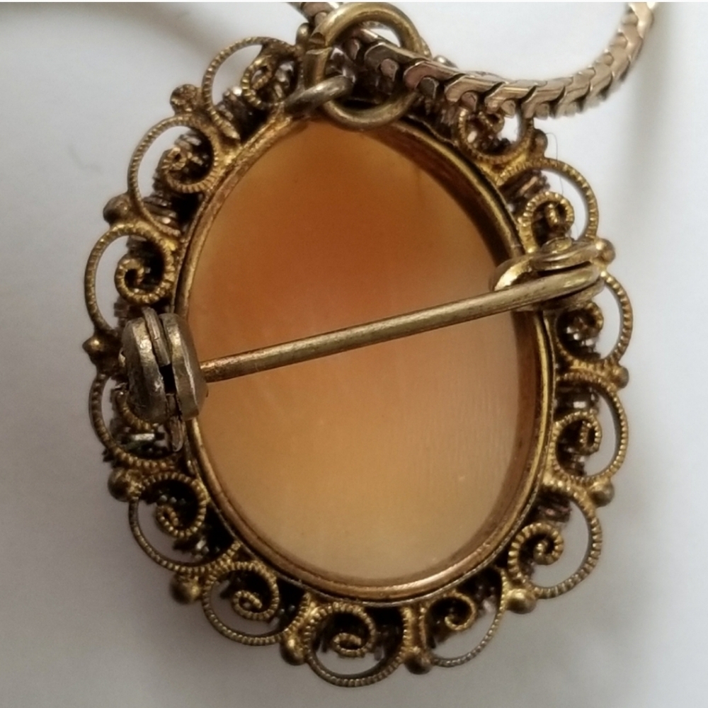 18k Gold Filled Cameo Pendant and Brooch - Picture 5 of 6